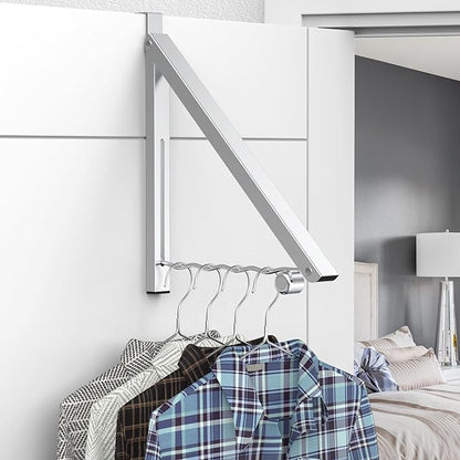 Hleelomi Clothes Drying Rack for Laundry Room Organization,Foldable Over The Door Drying Racks for Saving Space Silver 1 Pack