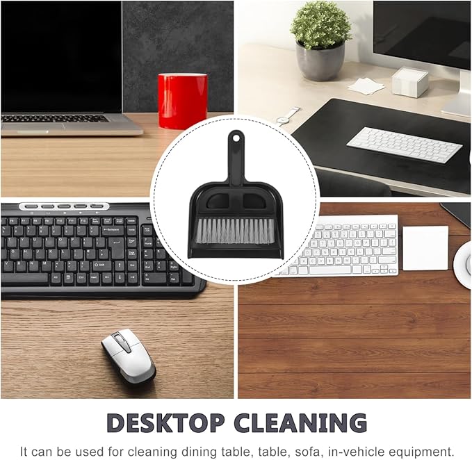 Keyboard Cleaning Brush and Mini Dustpan Set Compact 2-Piece Desktop Cleaning Tool for Laptops Keyboards Drawers and Small Spaces Black 8.46 X 6.29 Inches
