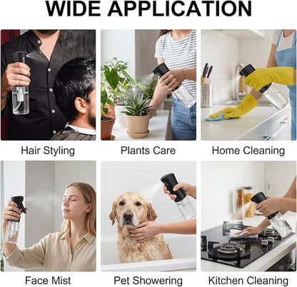 Spray Bottles 250ml/8.5oz 2 Pack Continuous Spray Bottle for Hair Refillable Fine Mist Sprayer Water Spray Bottles for Cleaning Kitchen Hair Care Skin Toner(Black)