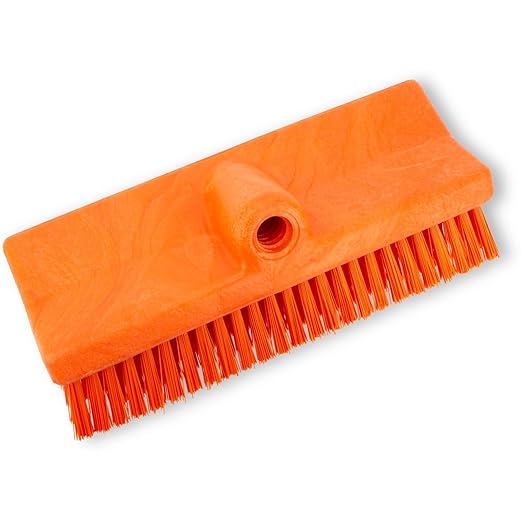 SPARTA 40423EC24 Plastic Floor Scrub Brush, Wall Brush, Equipment Brush With Nonabsorbent Bristles For Industrial Kitchens, Hospitals, Commercial Cleaning, 10 Inches, Orange, (Pack of 2)