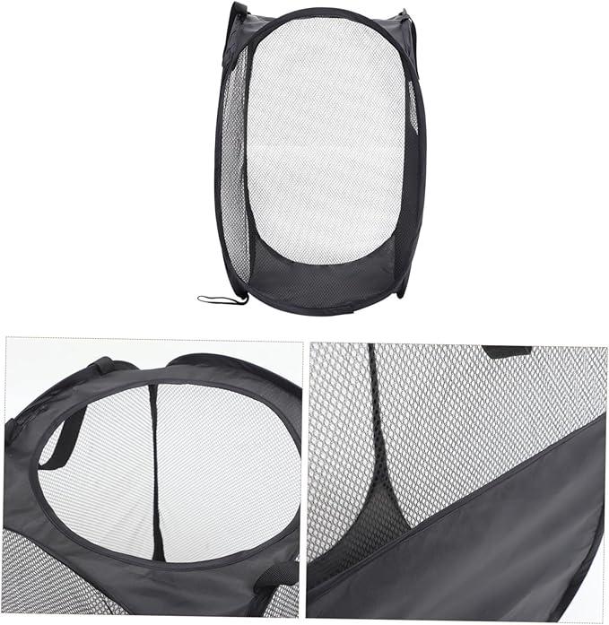 ULTECHNOVO Collapsible Laundry Basket Lightweight Portable Laundry Hamper Handles Black for Bedroom Living