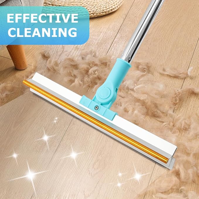 Carpet Rake for Pet Hair Removal, 1 Pet Hair Removal Tool with 2 Pet-Comb, 55” Reusable Dog-Hair Carpet Rake with Adjustable Long Handle, for Sofa, Couch, Car, Rug(Color:Blue)