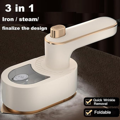 Electric Steamer for Clothes Mini Travel Iron with Steam Handheld Rotary Garment Iron Wrinkle Remover Fast Heat for T-shirt Pants Dress(Creamy-white)