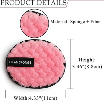 Vtrem 4 Colors Reusable Makeup Remover Pads Soft Facial Cleaning Puffs Towels Face Eye Lip Remover Pads Double-Side Washable Make Up Removing Cloth Microfiber, White/Pink/Brown/Black