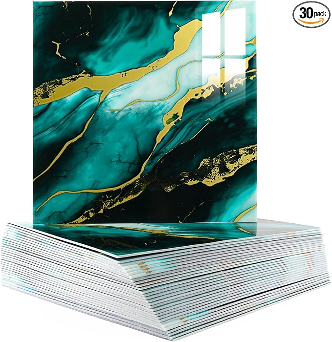 2.4mm Thick Marble Peel and Stick Backsplash, 30-Pack Self-Adhesive PVC Foam Wall Panels for Kitchen Backsplash, Bathroom, Living Room (11.8" x 11.8")