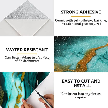 2.4mm Thick Marble Peel and Stick Backsplash, 30-Pack Self-Adhesive PVC Foam Wall Panels for Kitchen Backsplash, Bathroom, Living Room (11.8" x 11.8")