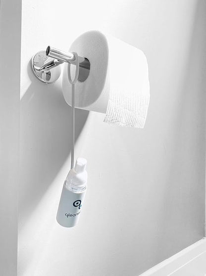 Qleanse Toilet Paper Foam Spray and Caddy Combo - Wet Wipe Alternative and 100% Flushable