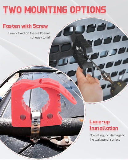 Shovel Holder, Axe Mount for Truck Roof Rack Clamp Rubber Shovel Holder Wall Mounts Offroad Shovel Mount Fits 1-1/7'' to 1-3/7'' Diameter Tool for UTV RV Pickup Truck Boat Utility Trailer 4X4 Parts