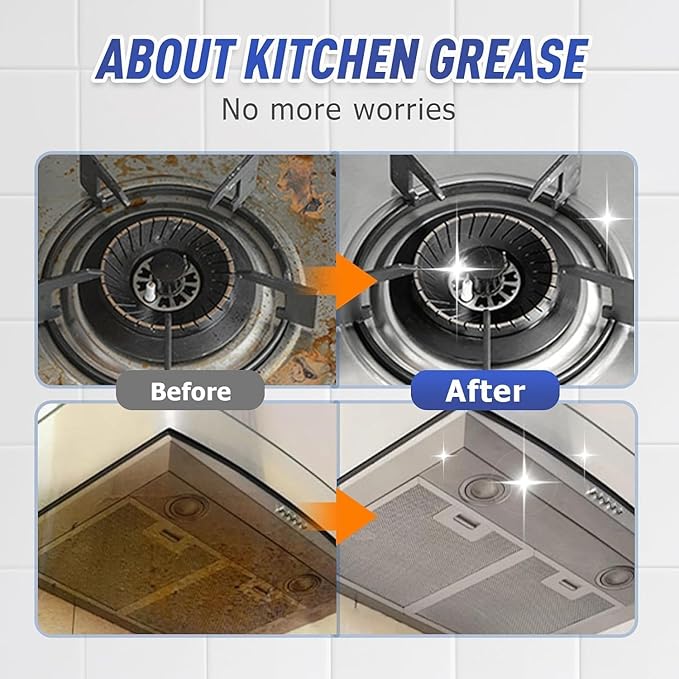Kitchen Cabinet Cleaners And Polishers, All Purpose Kitchen Heavy Oil Cleaning Agent, Heavy Duty Degreaser Cleaner Spray, for Ovens, Countertops, Stovetop (2PCS)