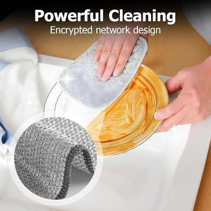 Multipurpose Steel Wire Cleaning Cloth - Double-Sided Scrub Rag for Kitchen Pots Pans Wet Dry (10)