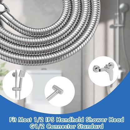 RUMOSE 98 inches Shower Hose Extra Long Stainless Steel Shower Tube Attachment Flexible Handheld Shower Sprayer Hose, Polished Chrome