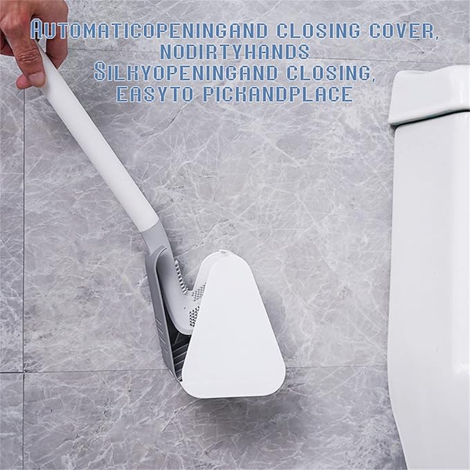 Golf Toilet Brush, Silicone Toilet Brush and Holder Set, Long Handled Toilet Brush, No Dead Corner (White)
