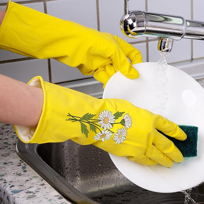 4 Pairs Kitchen Rubber Cleaning Supplies Cute Patterns Gloves Household Cleaning Gloves For Dishwashing