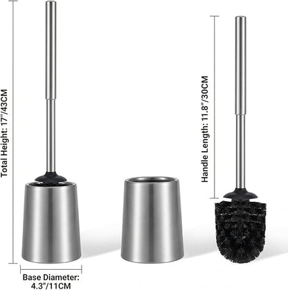 SUS304 Stainless Steel Toilet Brush and Holder Set Toilet Brush Case Cleaner for Toilet Bowl Bathroom Cleaning Brush Caddy Cepillo de Baño Brushed Stainless Silver