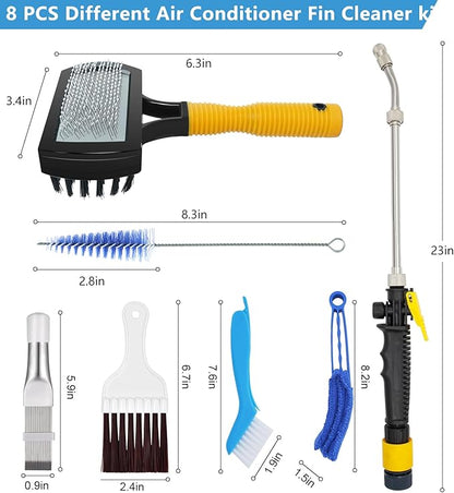 Aufind 7 PCS Different Air Conditioner Fin Cleaner kit, Brush Condenser Ac Coil Cleaner Air Refrigerator Fin Cleaner Evaporator Radiator Repair Clean Tool (Yellow)