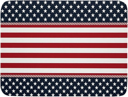 4th of July Patriotic Dish Drying Mat For Kitchen Counter America Red White Blue Stripes Stars Microfiber Absorbent Drying Mats Reversible Kitchen Countertop Drainer Pad 18x24 Inch