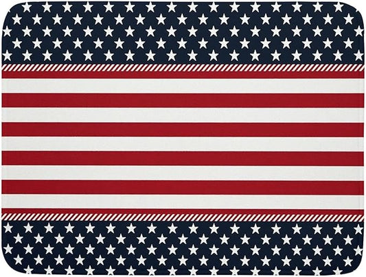 4th of July Patriotic Dish Drying Mat For Kitchen Counter America Red White Blue Stripes Stars Microfiber Absorbent Drying Mats Reversible Kitchen Countertop Drainer Pad 18x24 Inch