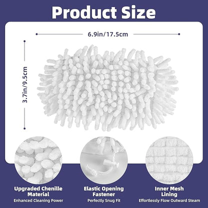 LOVECO 8 Pack Universal Steam Cleaner Accessories, Reusable Steam Shot Attachments, Steam Mop Pads, Handheld Steamer Washable Cloth - 8 Coral Cloths + Laundry Bag