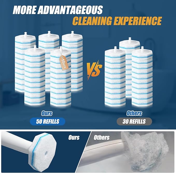 100PC Toilet Bowl Wand Refills, Replacement Heads for Bathroom Washroom Cleaning Pads, Disposable Toilet Brush Refills Compatible with Household Brushes Scrubbers Cleaning Refill Pads Local Stock