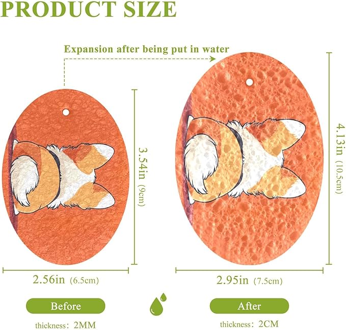 Corgi Dog Kitchen Scrub Sponges, Pop-up Kitchen Cleaning Sponges Reusable Dish Washing Sponges for Bathroom Household Cleaning 3 Pack - Non Scratch Scrubber
