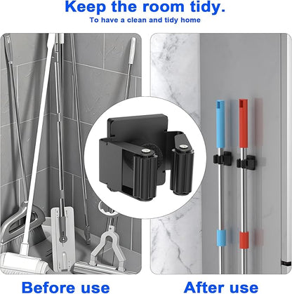 Strong Magnetic Mop Broom Holder, 2 Pack Heavy Duty Magnetic Mop Hanger for Refrigerators, Magnet Wall Mount Broom Holder Tool Storage for Laundry Room Garage Kitchen Workshops Metal Shed
