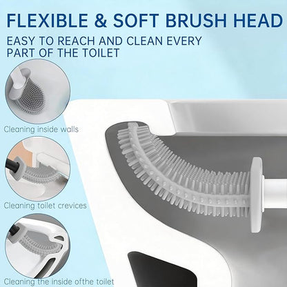 RV Essentials, RV Toilet Brush, Toilet Brush Silicone Won't Damage Toilets, Wall Mounted Toilet Brush White-Anti-Roll, Anti-Drip Design, Suitable for RV Travel Trailers and Campers, Camper Must Haves