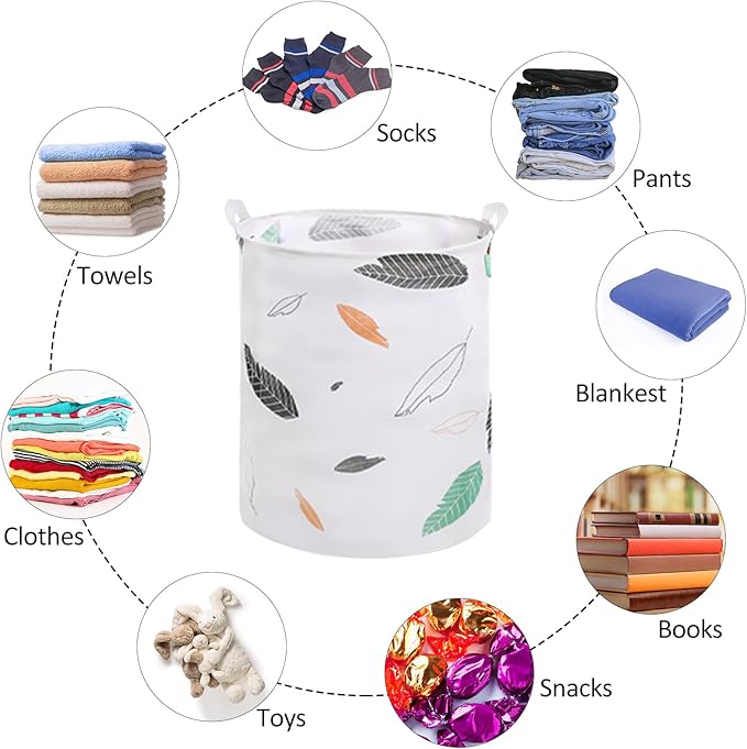 Collapsible Laundry Basket in Bedroom Waterproof Laundry Hamper in Bathroom Large Laundry Bag in College Dormitory Cloakroom Livingroom Nursery Organizer Toy Bin Autumn leaf-007