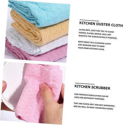 NOLITOY 4pcs All-Cotton Dish Cloth Set, Thickened Kitchen Towels with High Water Absorption, Sturdy Non-lint Cleaning Wipes for Household and Dishwashing Use