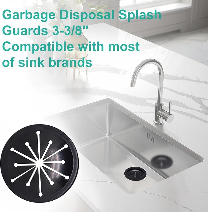 3PCS 3-3/8" Garbage Disposal Splash Guard, Quiet Garbage Guard Disposal Drain Cover Garbage Disposals Rubber Drain Plugs Sink Splash Guard Replacement (Style B)