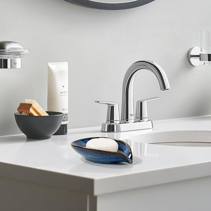 Soap Dish, Self-Draining Soap Holder, Leaf Shape Ceramic Bar Soap Holder Drain Soap Dishes for Bathroom Sink Kitchen, Easy to Clean Keeps Soap Dry, Blue, ANTIS'S HOME