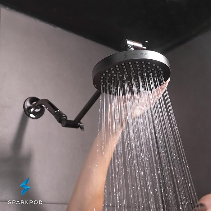 SparkPod Shower Head - High Pressure Rain - Premium Quality Luxury Design - Easy Clean Adjustable Replacement for Your Bathroom Shower Heads (Vintage Oil Rubbed Bronze, 6 Inch Round)