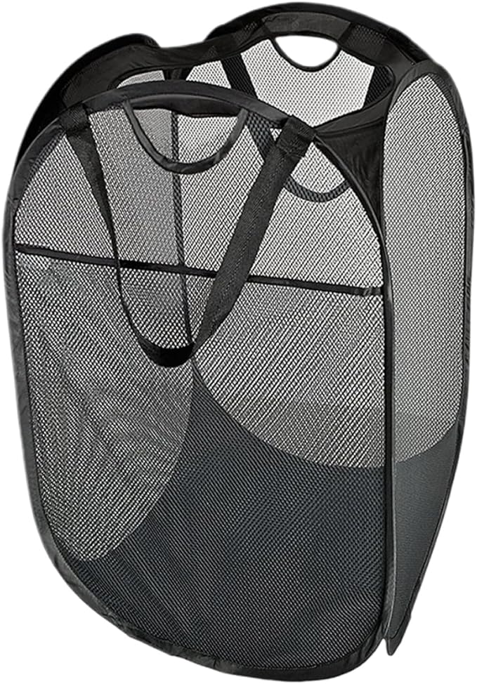 KOMBIUDA Collapsible Laundry Basket Square Folding Clothes Hamper for Dirty Clothes Storage Eco-friendly Material Capacity Organizer for Home and Black