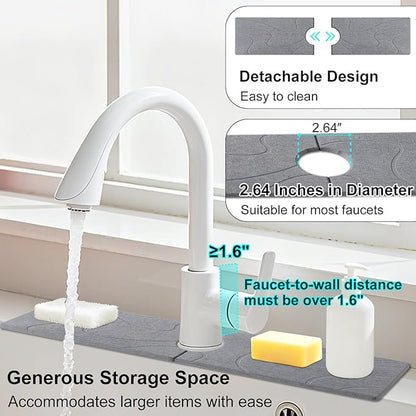 3 PCS Large Stone Dish Drying Mat for Kitchen Counter, Quick Dry Stone Dishes Mats, Sink Faucet Mat, Minimalist Water Absorbing Diatomaceous Earth Drying Pad for Countertop Tableware, Bottles