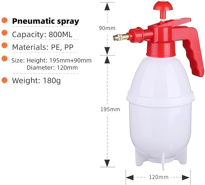 800mL Multi-Purpose Pressure Sprayer - for Brake Cleaner, Solvents, Water & Home Cleaning - Heavy Duty 0.8L Pump Action Spray Bottle