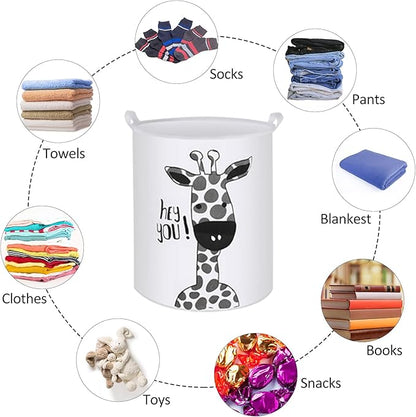 Collapsible Laundry Basket in Bedroom Waterproof Laundry Hamper in Bathroom Large Laundry Bag in College Dormitory Cloakroom Livingroom Nursery Organizer Toy Bin Giraffe-002