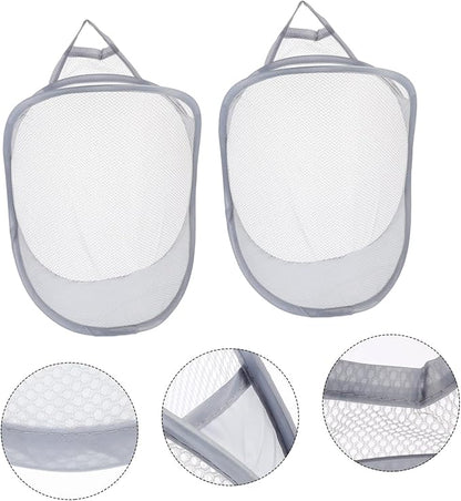 2pcs Folding Laundry Hanging Basket Wall-mounted Organizer for Dirty Clothes Toys and Sundries Lightweight and Breathable Storage