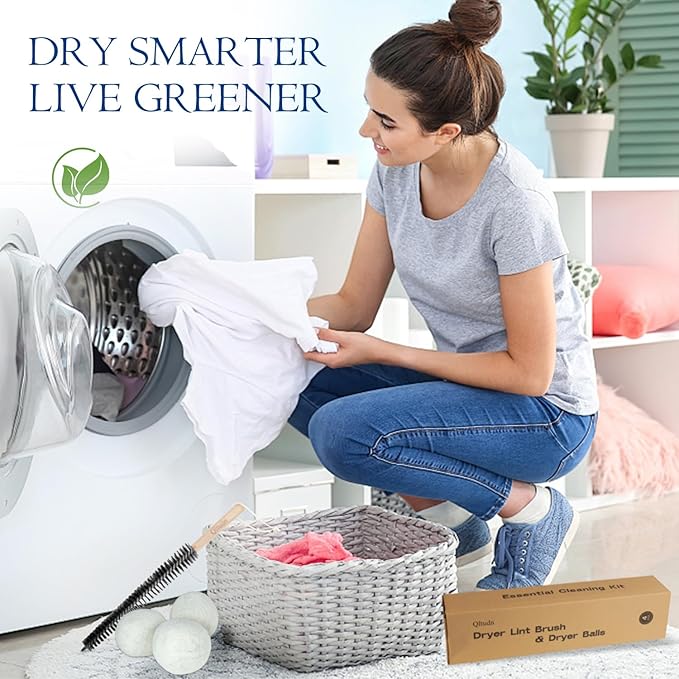 16.5" Dryer Vent Cleaner Kit with 3 Wool Dryer Balls | Lint Remover Tool for Fire Prevention & Faster Drying | Reusable Pet Hair Brush for Dryer Duct Maintenance | Laundry Care Essential