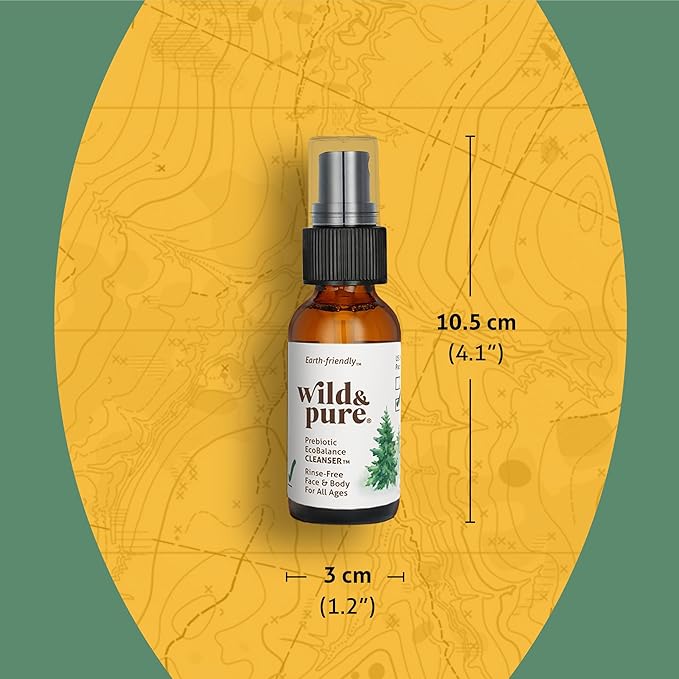 Wild & Pure Sensitive Skin Travel Size Body Wash Set (1.7Oz Foam, 0.9Oz Spray + wipes) | Cleanser, Deodorizer, Moisturizer | pH-Balanced, Microbiome-Friendly | EcoBalance Refillable Skincare