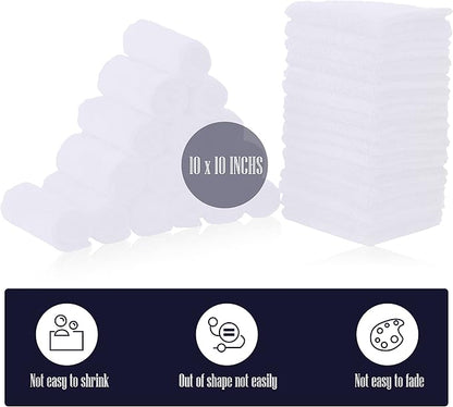 32 Pack Baby Washcloths - 10x10 Inch, Luxury Coral Fleece - Extra Absorbent and Soft Wash Clothes for Newborns, Infants and Toddlers - Suitable for Sensitive Skin and New Born - Baby Shower - White