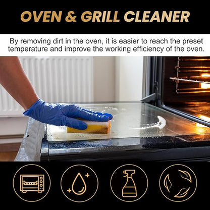 Oven Cleaner Spray Heavy Duty - Foaming Degreaser for Stoves, Grills & Burnt Food | Stainless Steel Safe | Fast 5-Min Clean