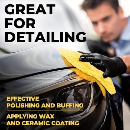 Super Soft Microfiber Towels for Cars - Edgeless - 6pk (12”x12”) - Premium Scratch-Free Towel - Great for Drying, Detailing, Polishing, Buffing - Ultra Absorbent Microfiber Cleaning Cloths for Car