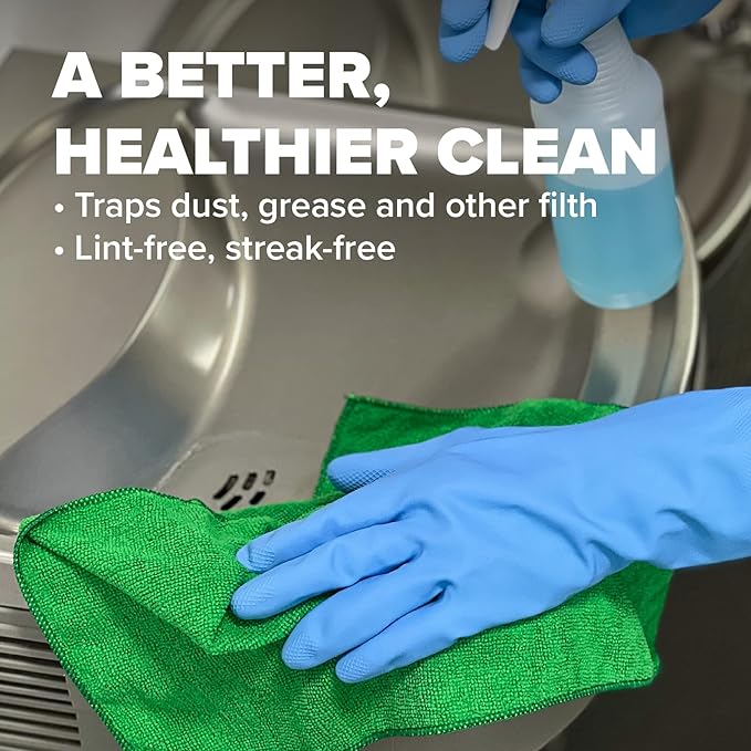 Pinnacle Mercantile Microfiber Cleaning Cloths Extra Large 16x16in Pack of 240 Highly Absorbent Lint Free Streak Free Non-Abrasive Clean Wet or Dry Washable Reusable for Home Kitchen, Car, Janitorial