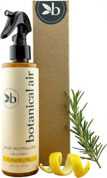 Plant-Based Odor Eliminator Spray – Natural Essential Oil Air Freshener for Home, Bathroom, Fabrics & Pet Areas – 8 oz (Citrus Veil)