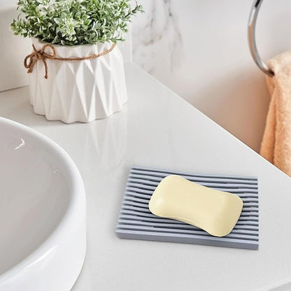 Aoheuo Modern Minimalist Soap Dish (2Pack),Drainage Silicone Soap Holder,5.5 Long by 3.15 Wide,0.55 inches high,Used for Kitchen,Bathroom,and Bar Sink(Incanus,Incanus)
