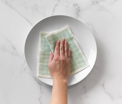 Martha Stewart Swedish Kitchen Absorbent Sponge Dish Cloths, Teal Gingham, 8 Count