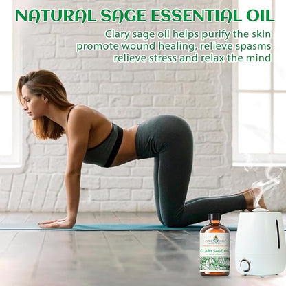 EVOKE OCCU Clary Sage Oil Essential Oil for Relaxation, Moisturize Skin, Air Freshening, Add to Spray and Diffuser - 4 FL Oz