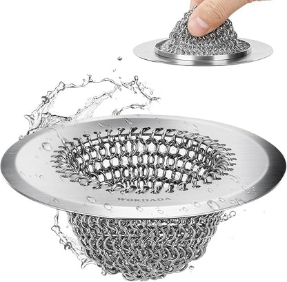 WOKDADA Revolutionary Kitchen Sink Drain Strainer, Patented Reversible Kitchen Sink Strainer, 304 Stainless Steel Sink Strainer Basket, Anti-Clogging & Handmade, Fit US Standard 3-1/2'' Sink Hole