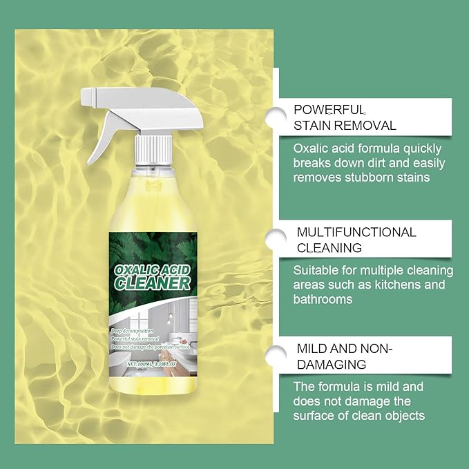 Oxalic Acid Cleaner Spray, Powerful Stain Removal for Toilet Bathroom, and Kitchen Floor Countertop, Multi-purpose(3.38 fl oz) (2)