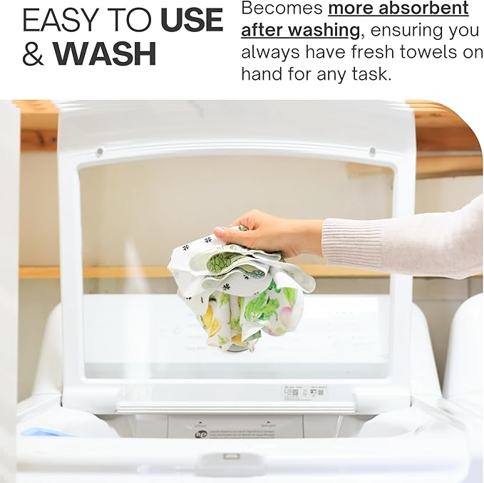 Reusable Paper Towels (12"x10”) - Soft Absorbent 100% Cloth Paper Towels- Washable Paper Towels Rolls w/Cardboard Roll - Napkins Washable - Dish Cloths (Cactus, 12x10inch)