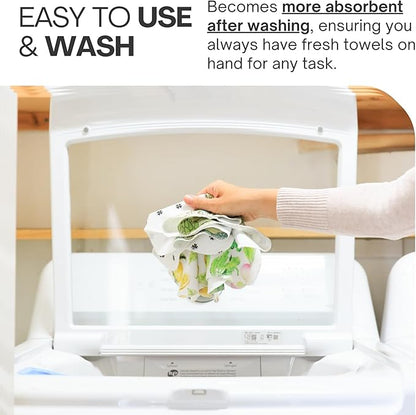 Reusable Paper Towels (12"x10”) - Soft Absorbent 100% Cloth Paper Towel - Washable Paper Towels Rolls w/Cardboard Roll - Napkins Washable - Reusable Dish Cloths (Minimalist, 12x10inch)